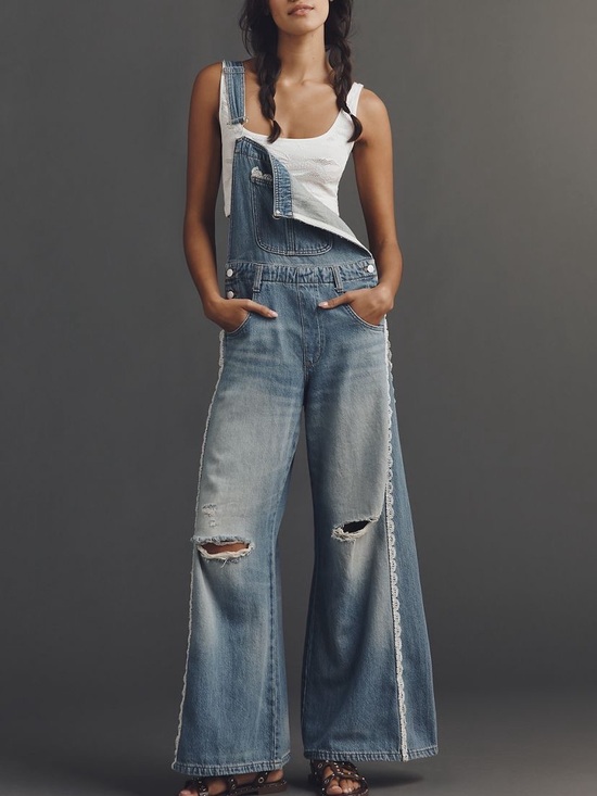 Pilcro Denim - Pilcro adi Lace Trim Overalls